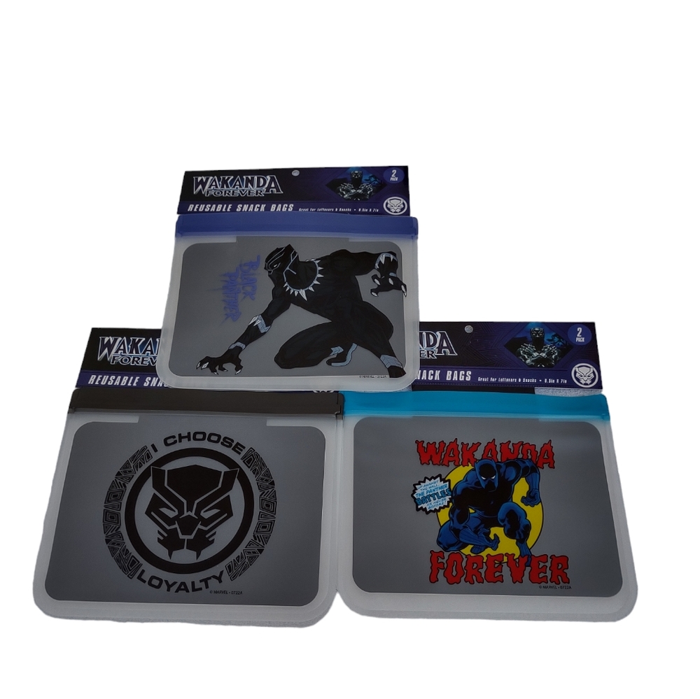 New Wakanda Forever Marvel Reusable Snack Bags 6 bags total